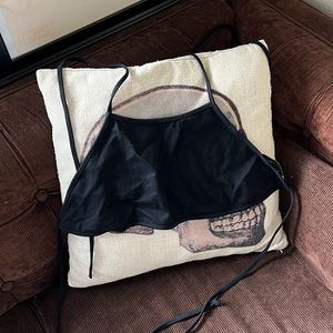 Gypsy warrior black tie string halter top